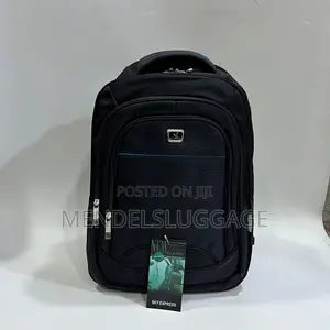 Sky Express Classic Black Backpack With Silver Zippers