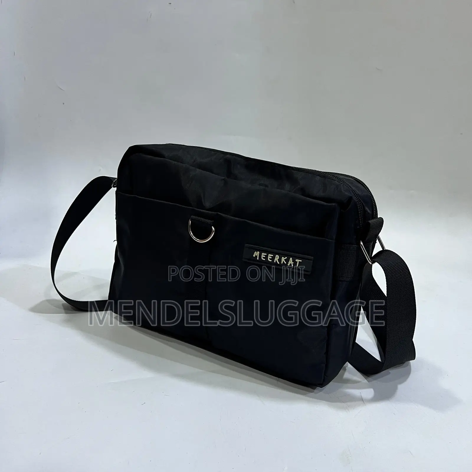 Meerkat Black Shoulder Bag With Front Ring Detail