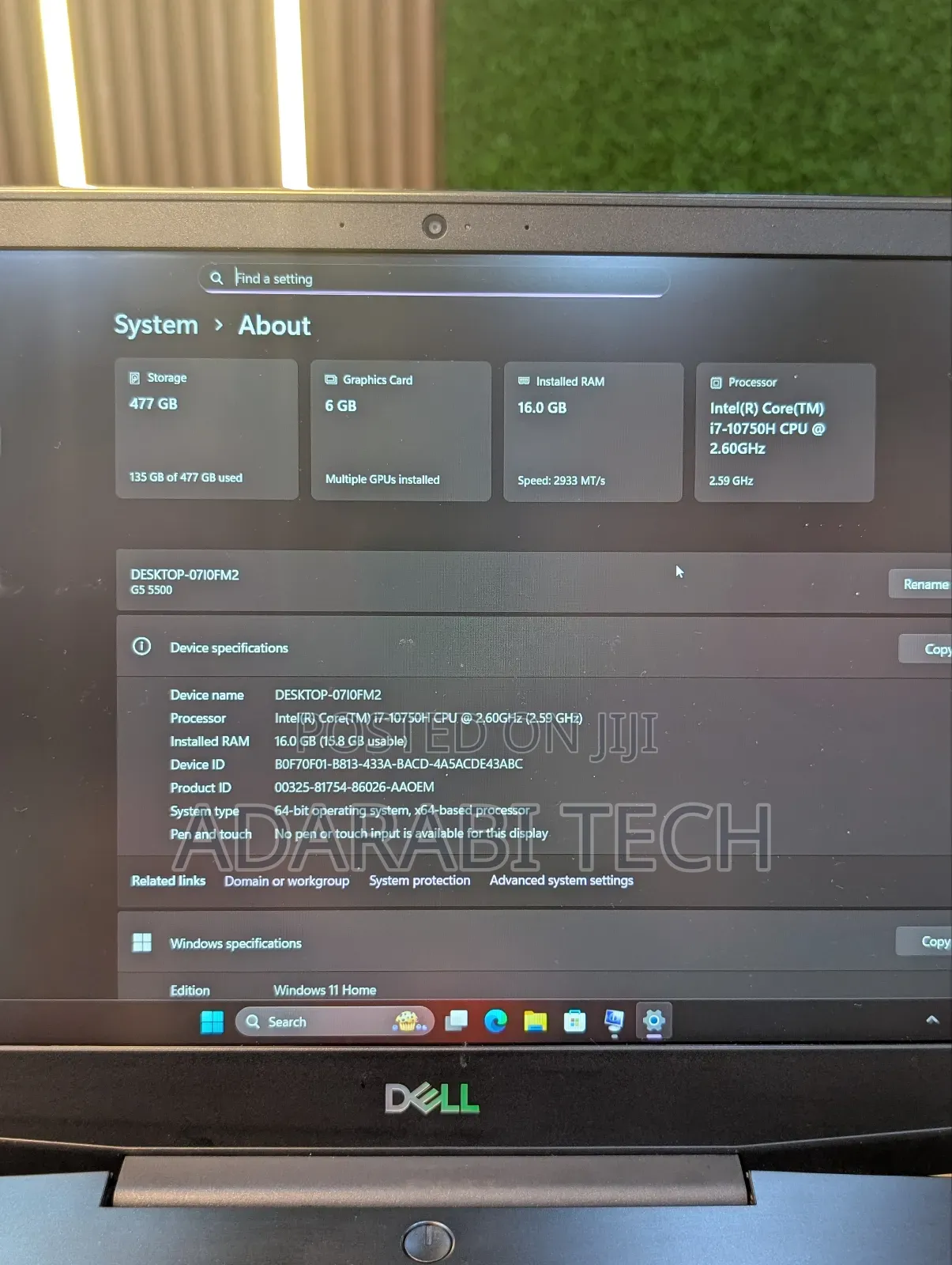 Laptop Dell G5 16GB Intel Core i7 SSD 512GB
