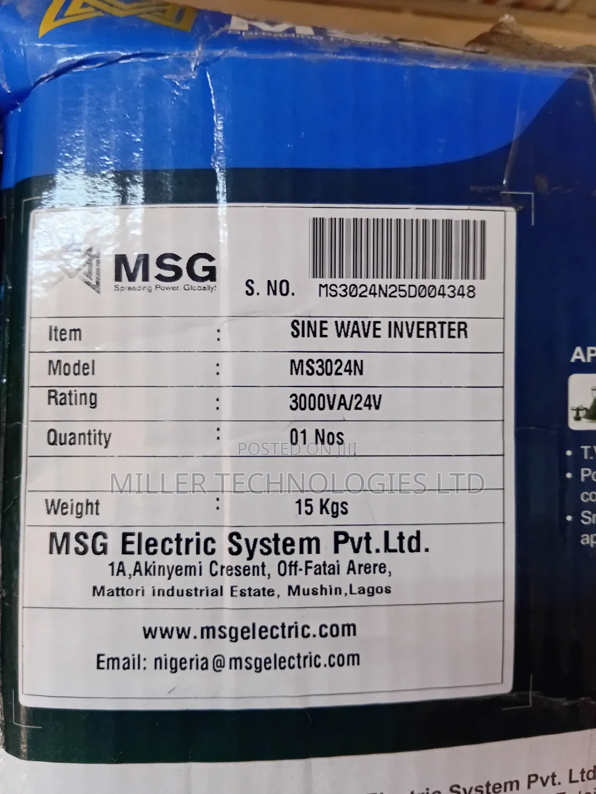 MSG Solar Inverter 3kva