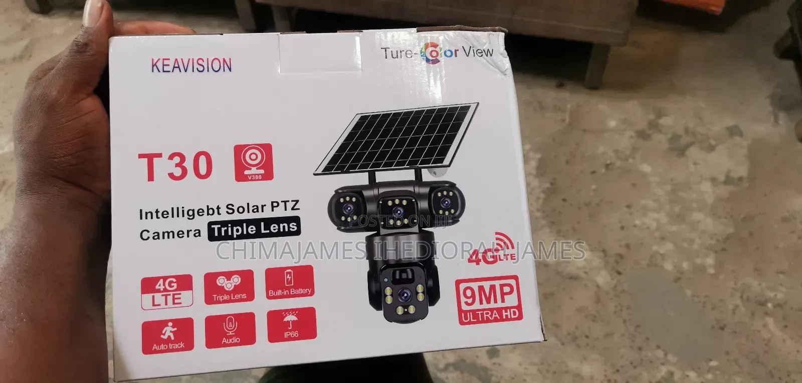 V380 15mp 4g Sim Solar Camera Outdoor Triple Lens Three Screen