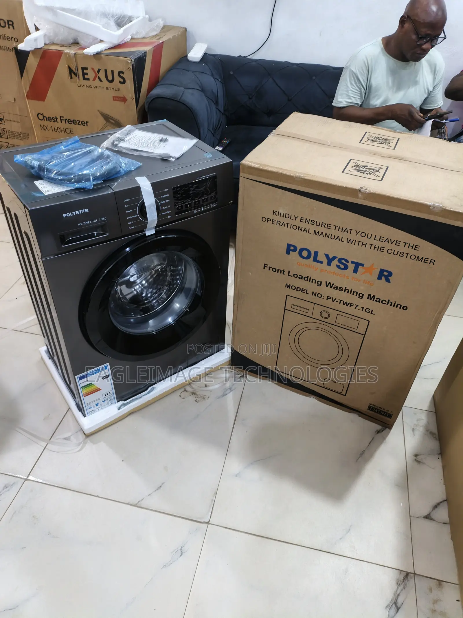 Polystar 7kg Black Front Loader – Elegant Appliance