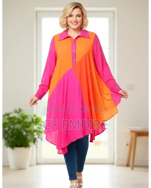 Asymmetric Color Block Plus Size Tunic Top