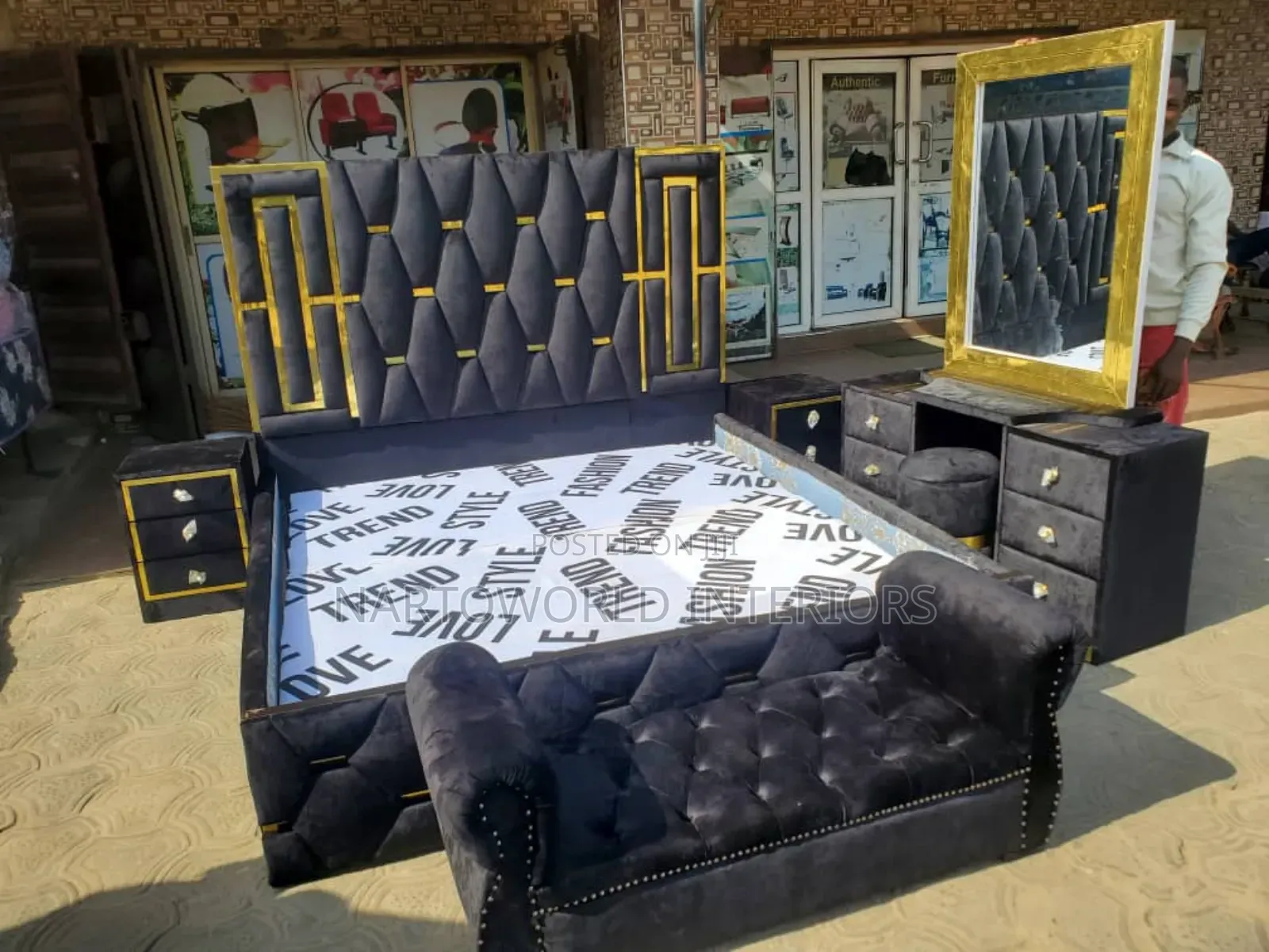 Black 6by6 Padded Bedframe