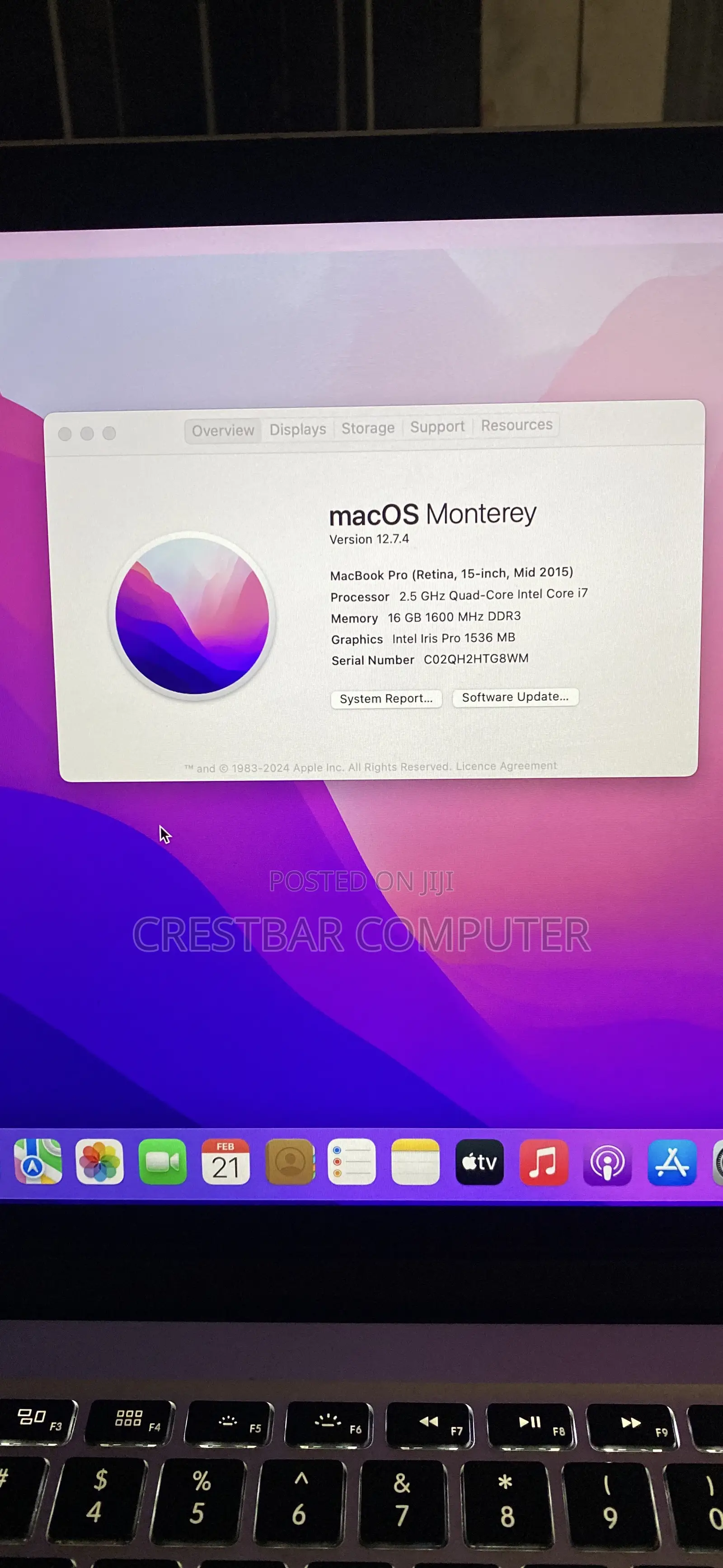 Laptop Apple MacBook Pro 2015 16GB Intel Core i7 SSD 1T