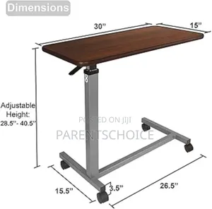 Adjustable Overbed Bedside Table With Wheels (Hospital and Home Use