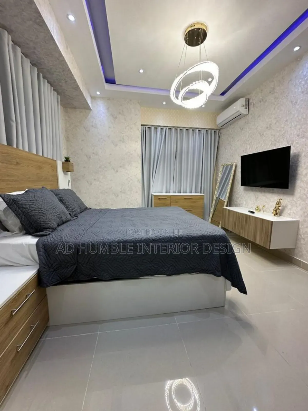 Wooden Bedframe With Bedside