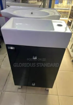High Quality Standing Cabinet Wash Hand Basin Black With White Top
