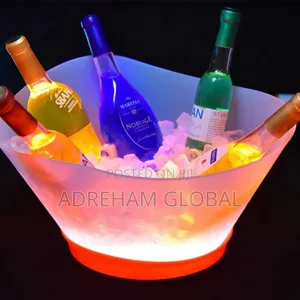 Rechargeable Led Transparent Wine Beverage Ice Cooling Bowl.
