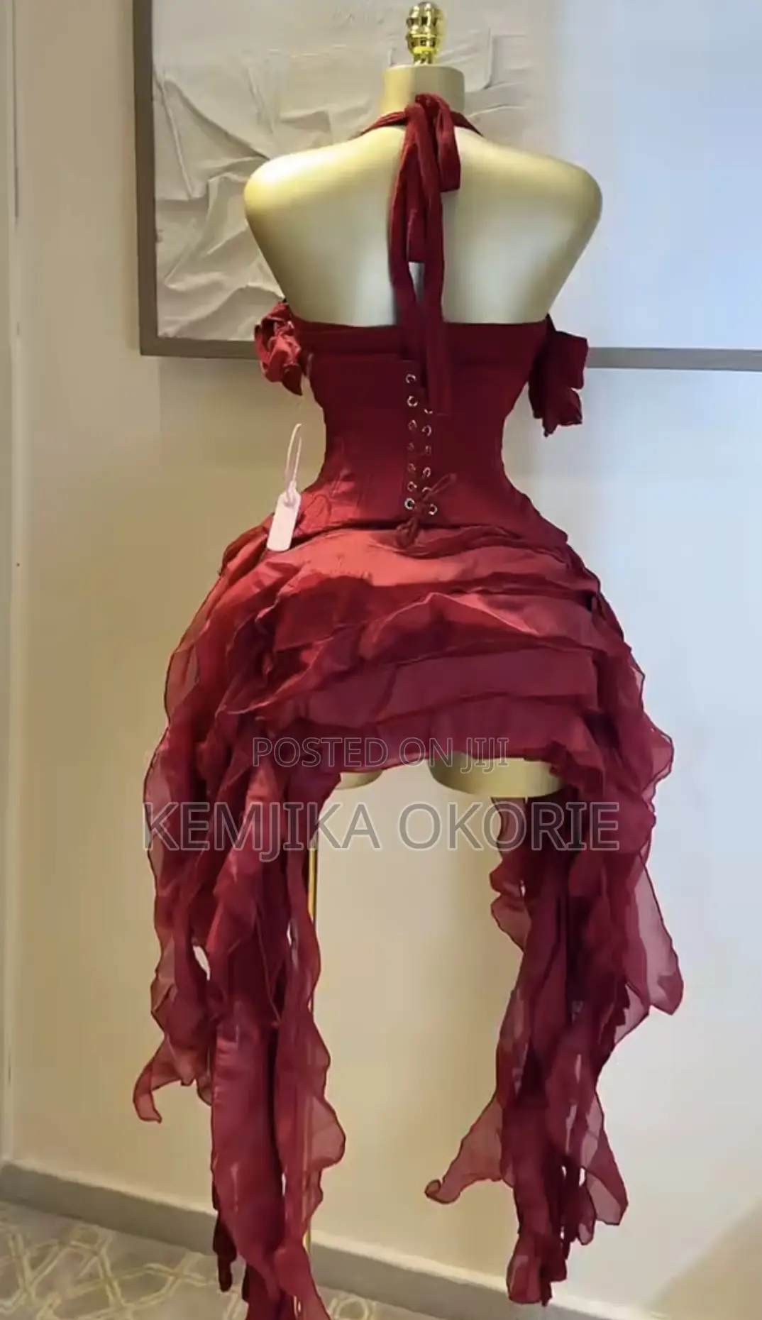 Luxury Wine Corset Mini Dress With Dramatic Train