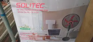 Solitec 18-Inch Rechargeable Standing Fan With Panel and Bolbs
