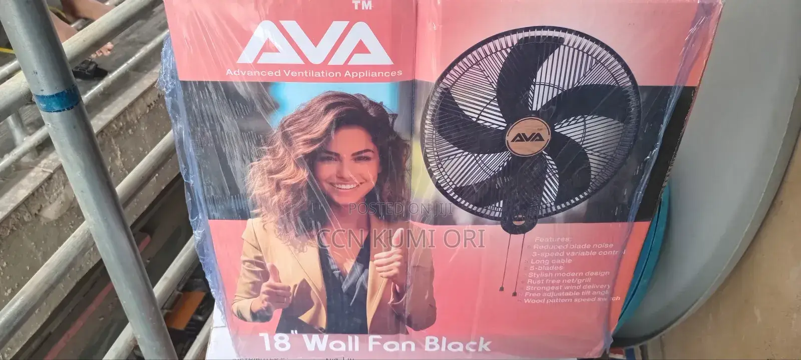 Ava 18-Inch Wall Fan ,5 Speed Blades.