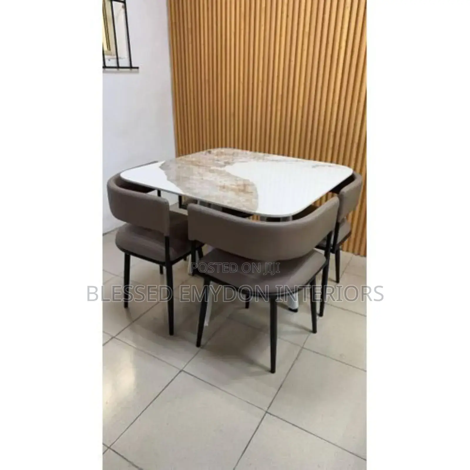 Luxury Marble-Top Dining Table Set With 4