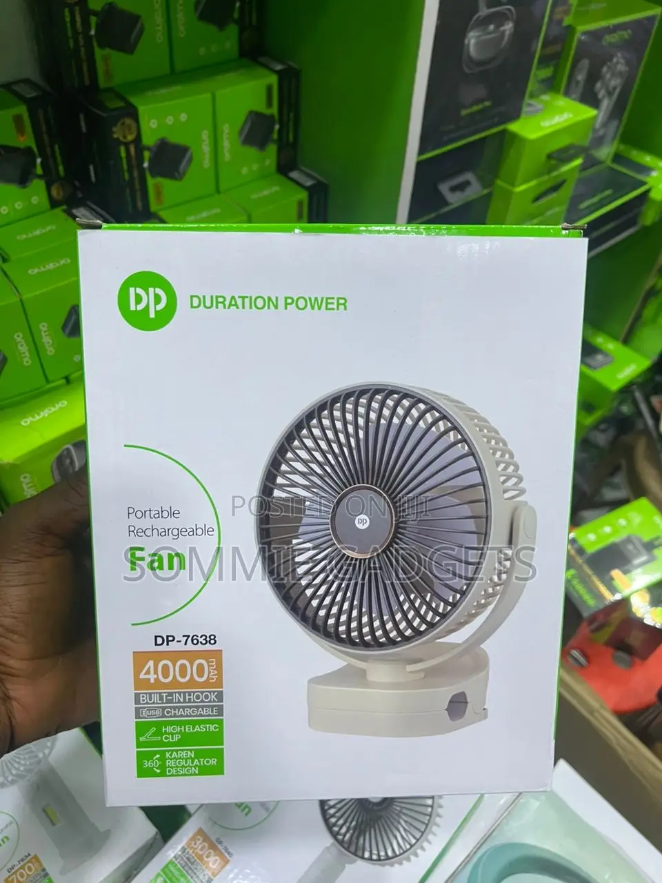 Dp 7638 Rechargeable Fan,4000mah