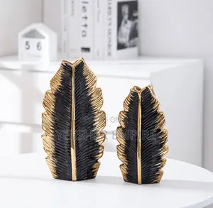 Set Of 2 Gold Plated Ceramic Vase