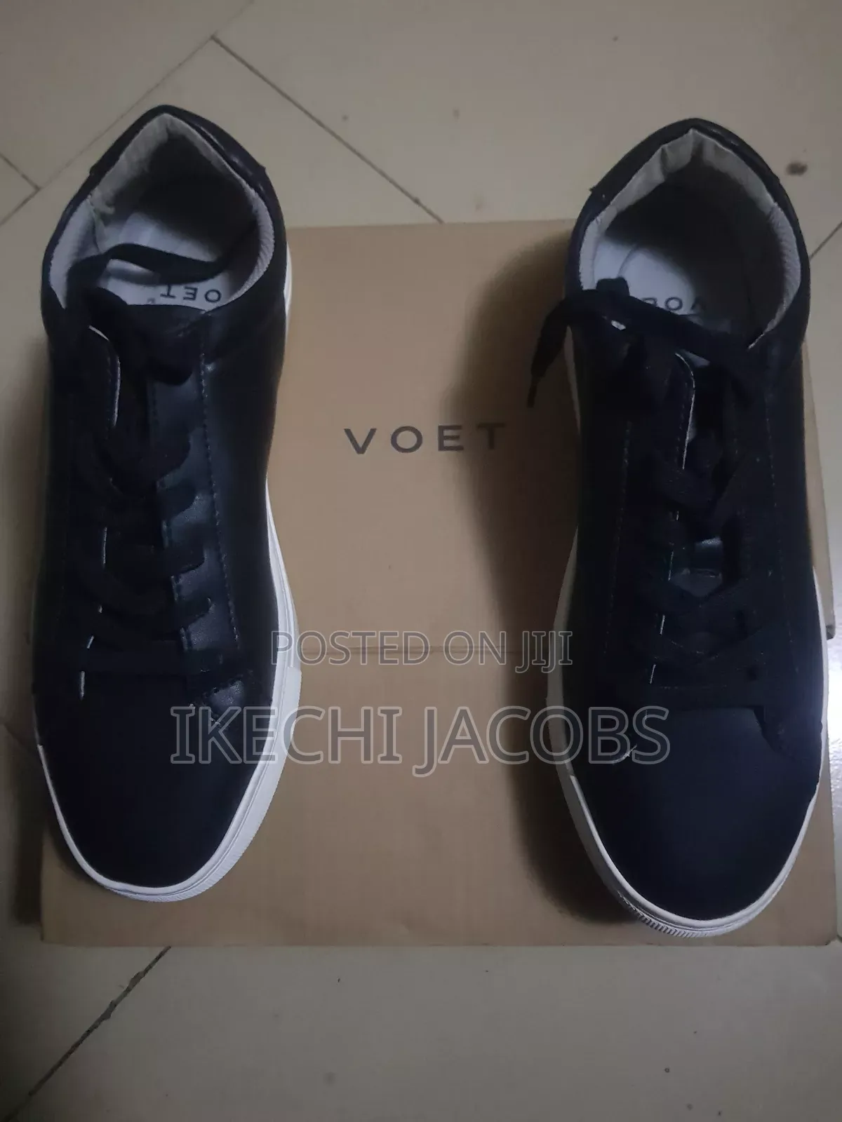 Voet Men's Vegan Leather Sneaker, Black, 12, New
