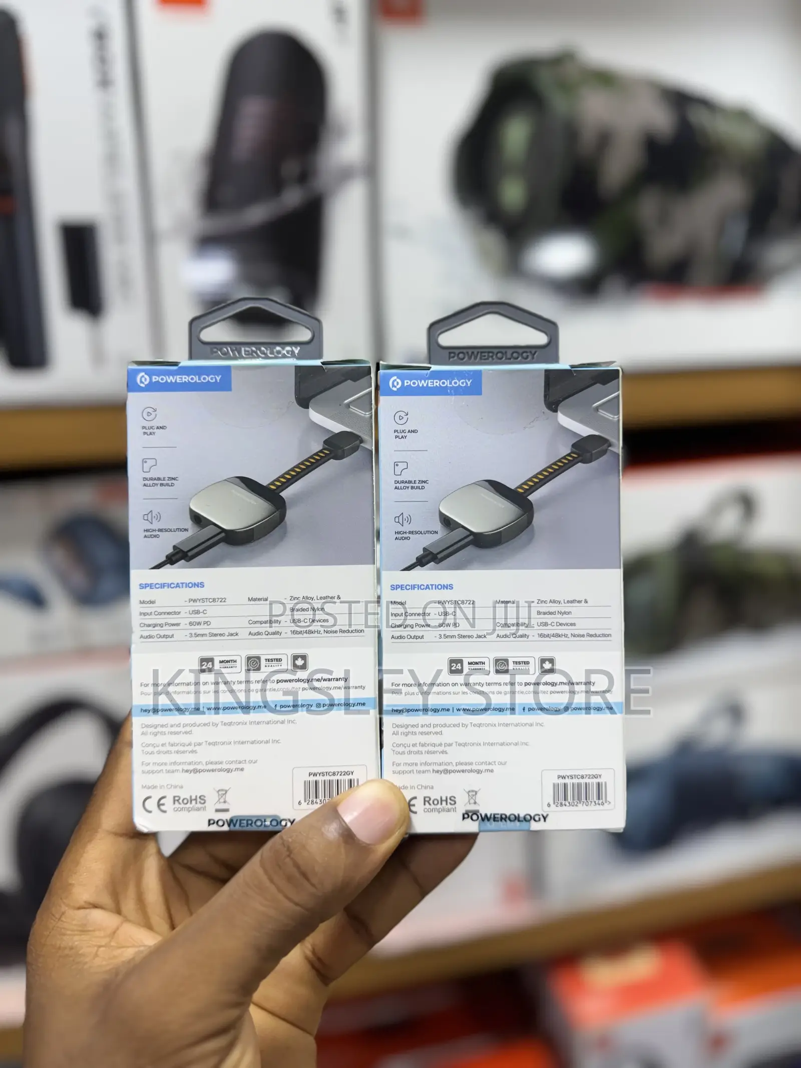 Powerology 2-in-1 Adapter Type-c To 3.5mm Aux - Gray