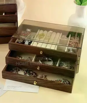 Walnut Jewelry Box - 3-Layer Drawer Jewelry Storage Box