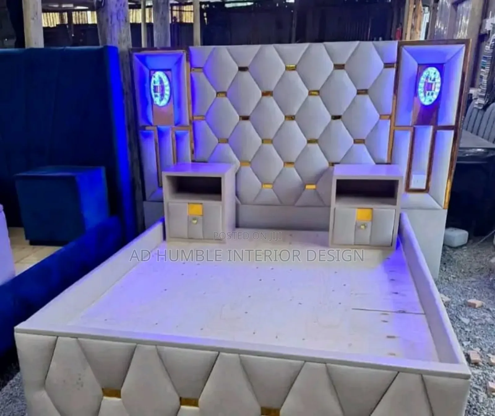 Luxury Design Padded Bedframe With Light Deco