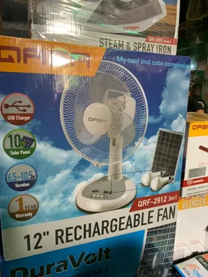 12" Rechargeable Qasa Solar Fan