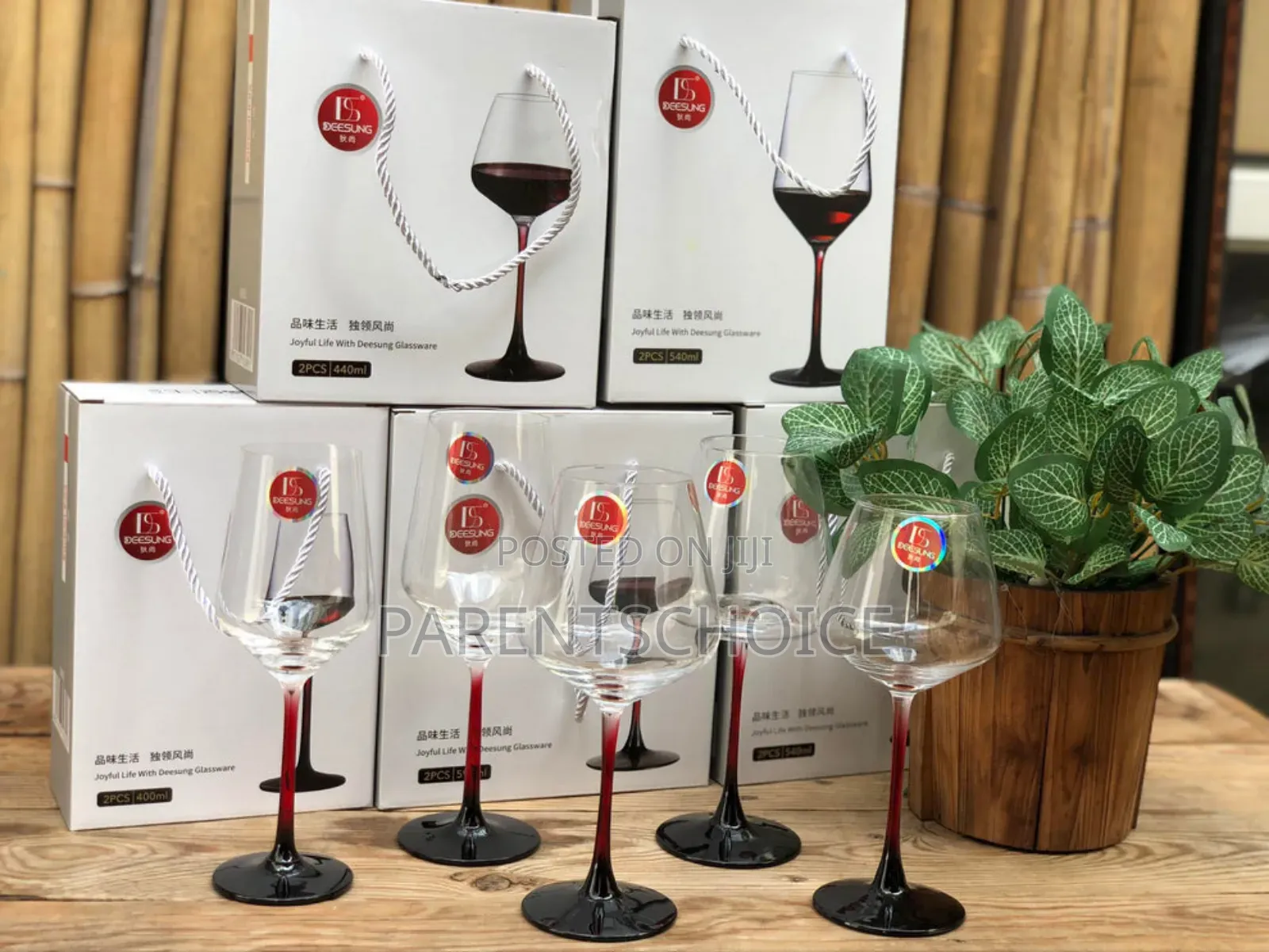 Goblet Clear Wine Glass Cup - 6pcs