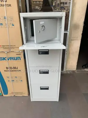 Metal Freestanding 4 Drawer Filing Cabinet With A Built-in Safe