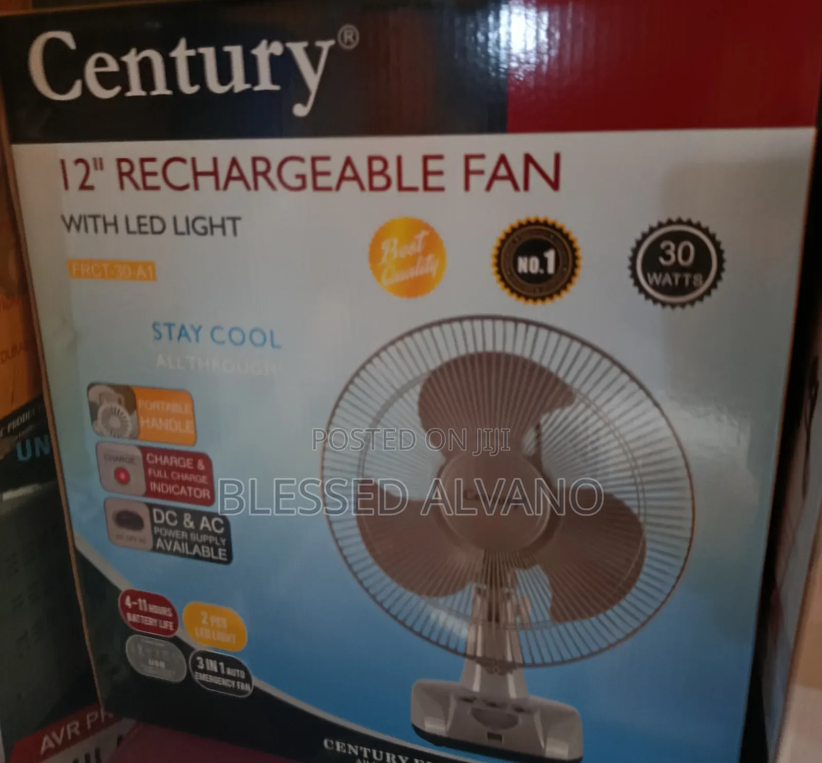 Century Rechargeable 30w Table Fan