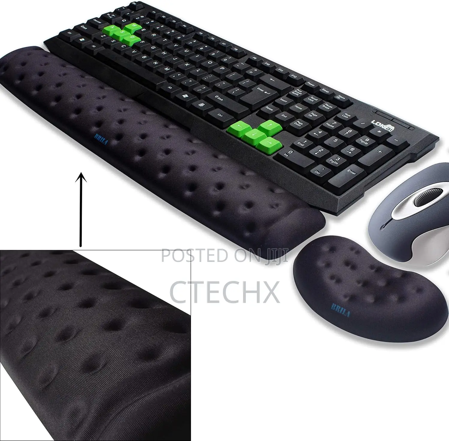 Brila Memory Foam Mouse Keyboard Wrist Rest Support Pad Black Bundle