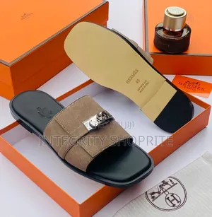 Brown Leather Hermes Slippers