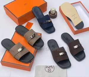 Brown Leather Hermes Slippers