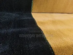 Beige Grass and Black Artificial Grass Carpet