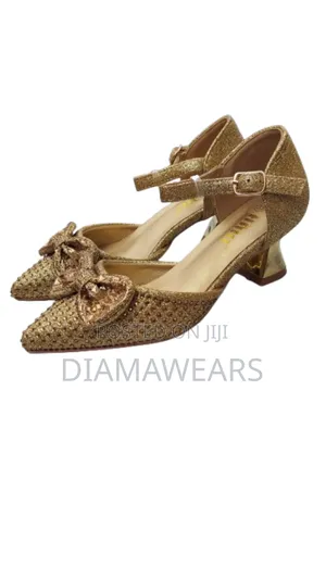 Girls Low Heel Kiddies Birthday Special Event Shoes Gold