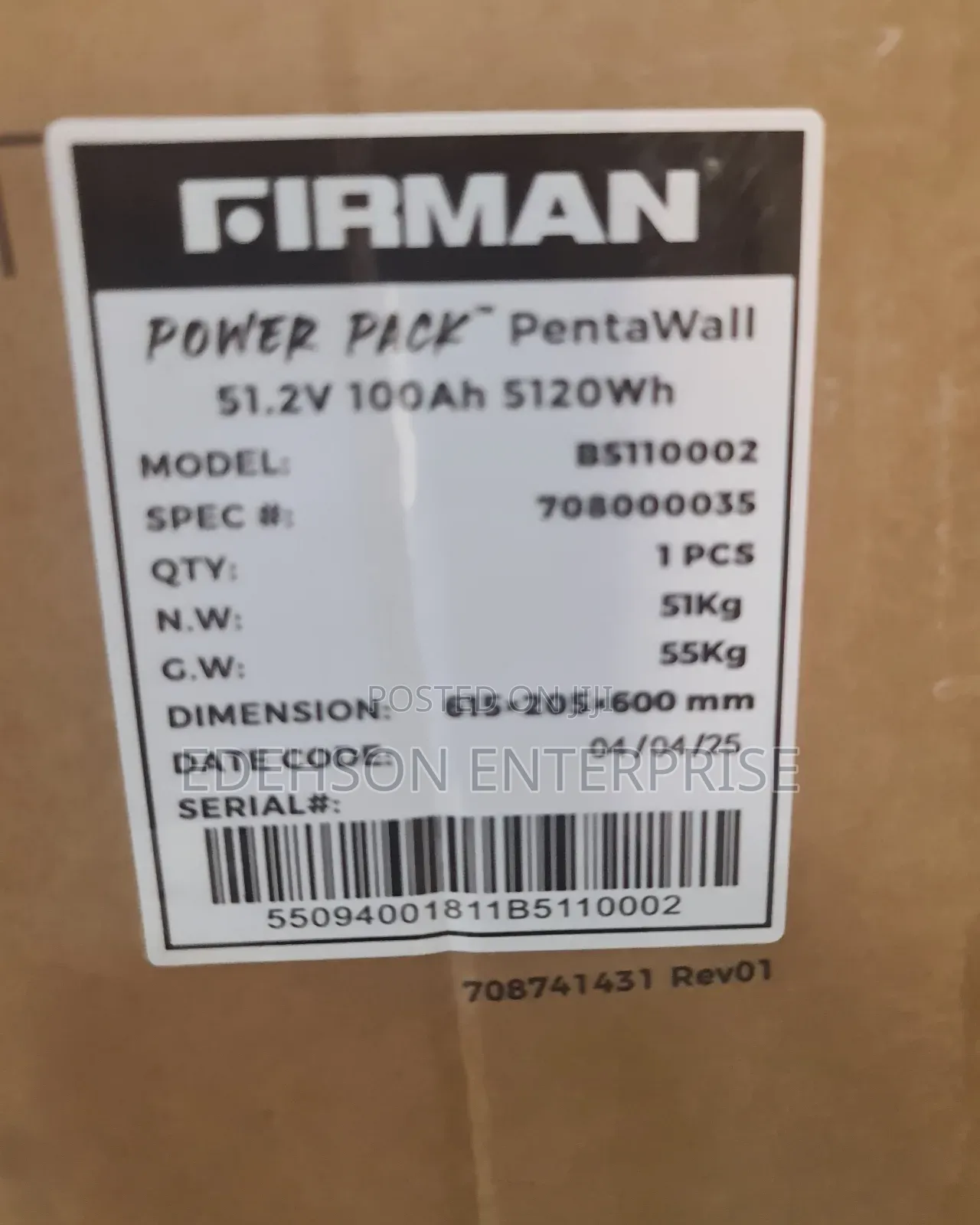 Firman Lithium Battery 5kwh 48v