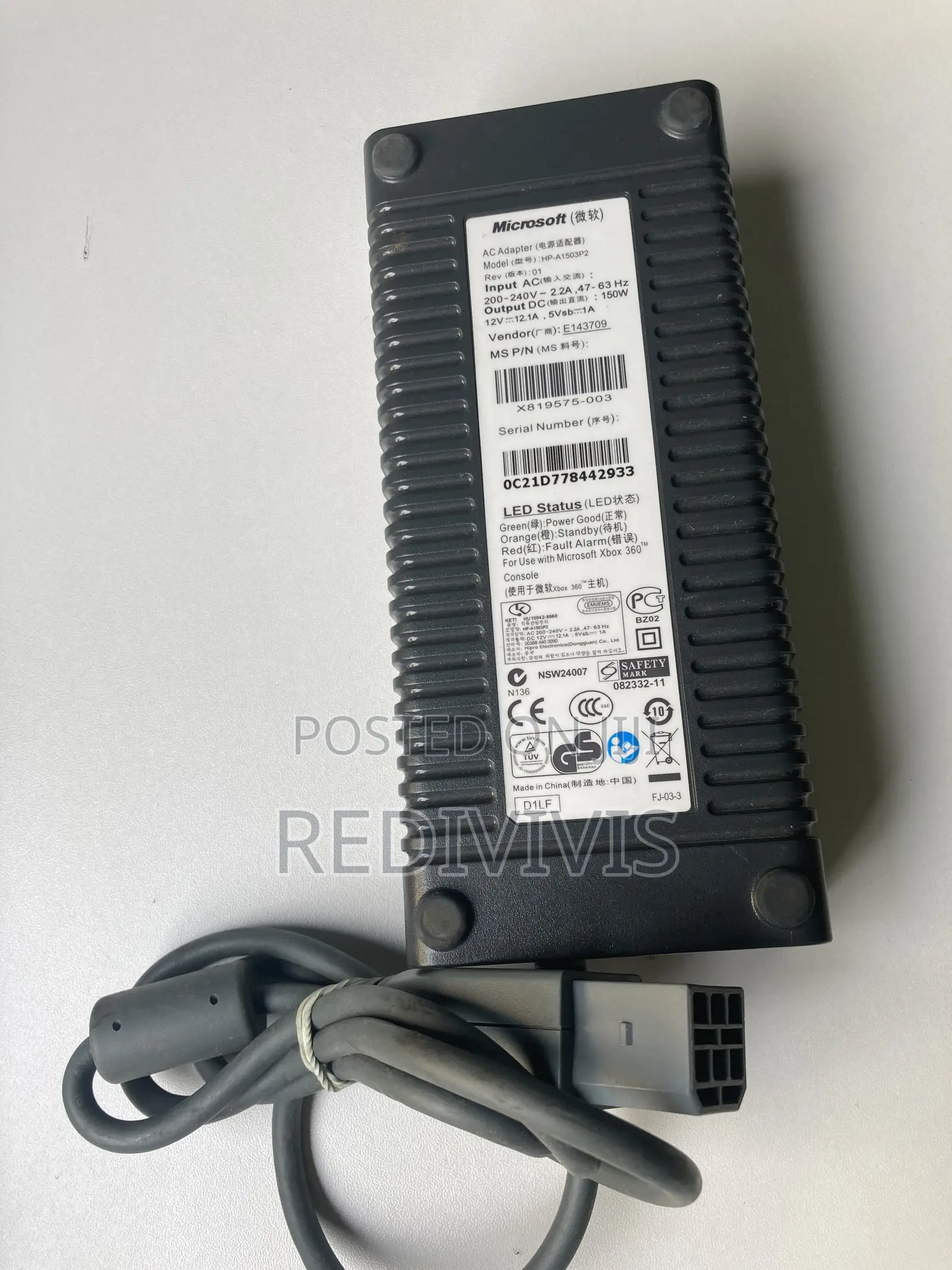 Original Microsoft Xbox 360 Power Supply Ac Adapter.
