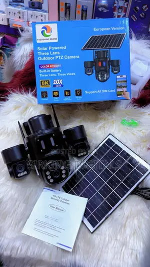 Tripple Lens Solar Powered PTZ Outdoor Camera