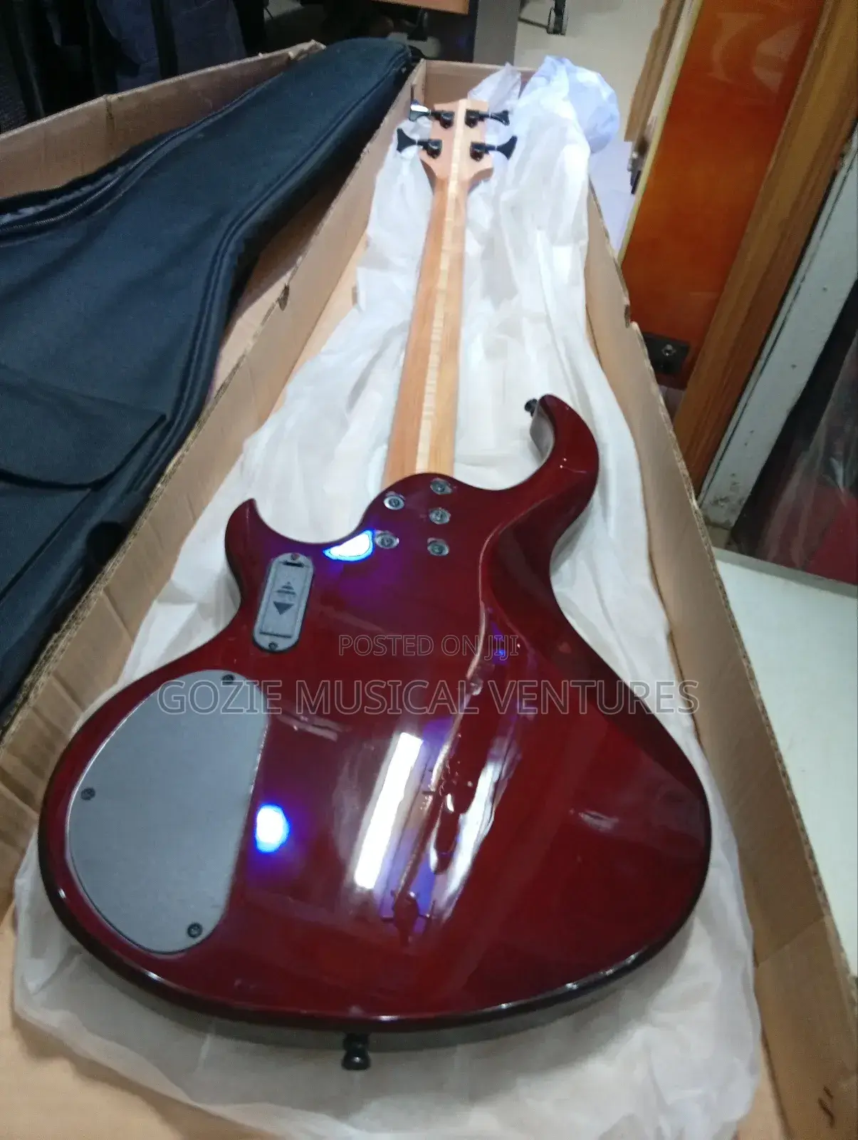 Givson Four String Active Bass Guitar With Bag and Strap.