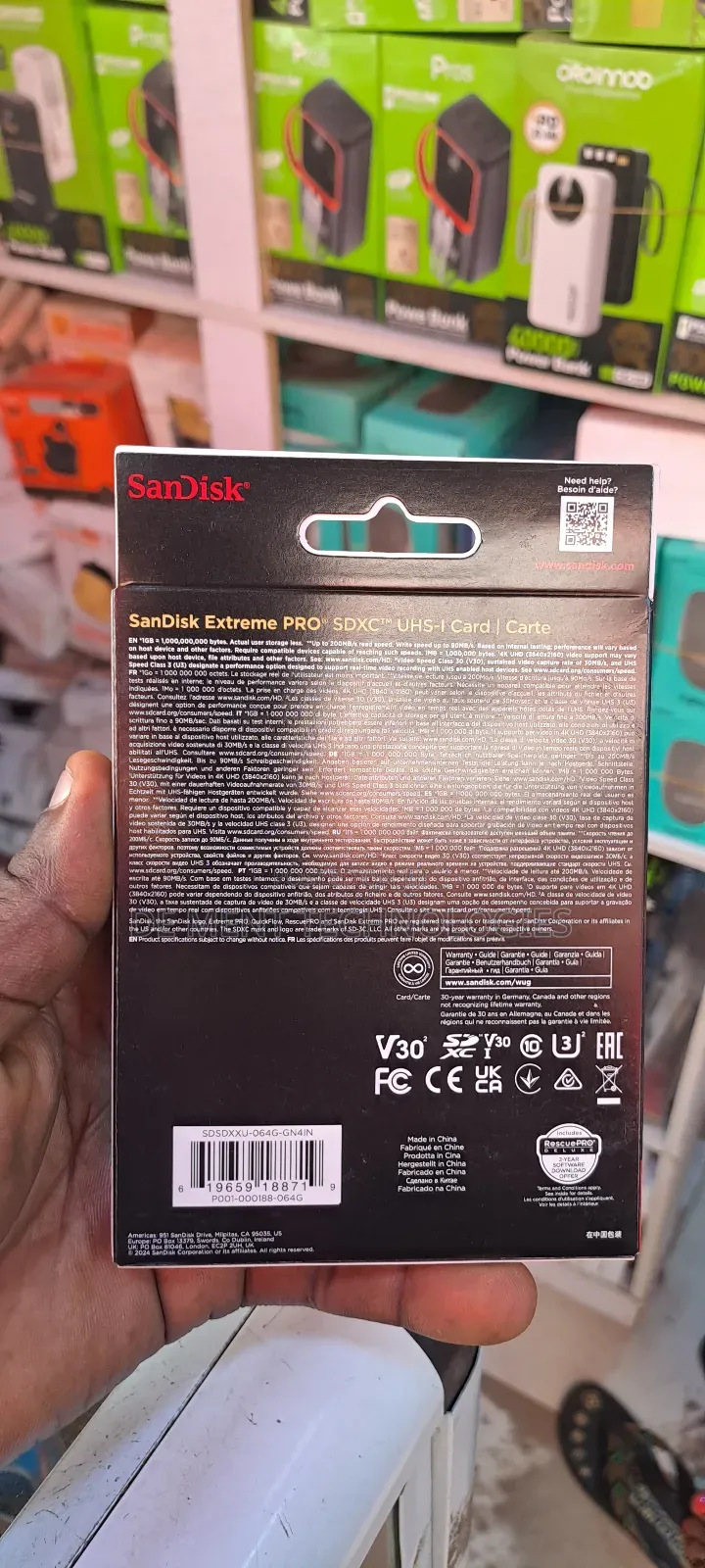 Sandisk 64gb Extreme Pro Sd Card for Camera (200mbps)