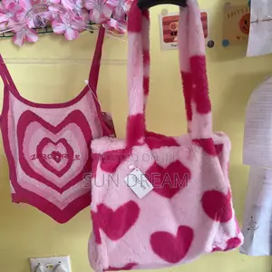 Pink Top and Pink Bag Furry Bag Girl Bags Lady Singlet