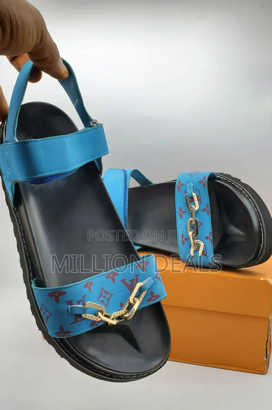 Simple Classic Blue Pattern Men’S Sandals 42