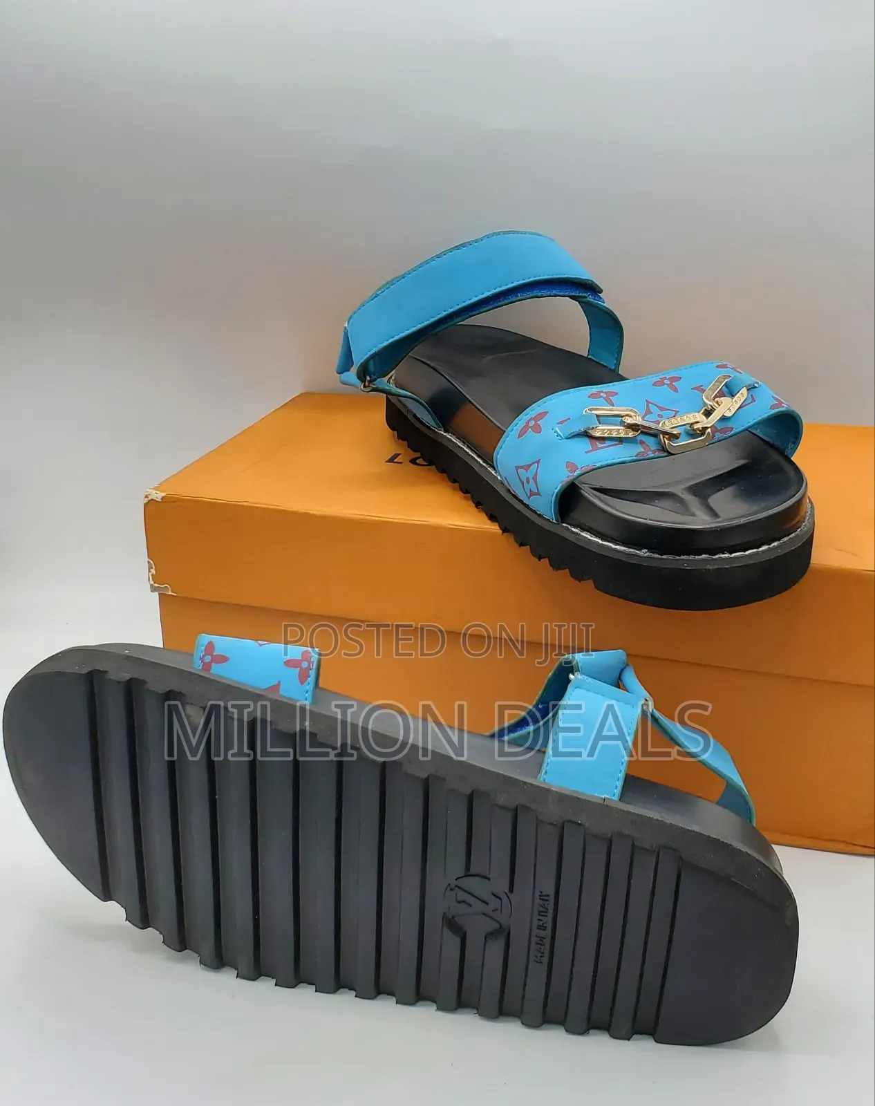 Simple Classic Blue Pattern Men’S Sandals 42