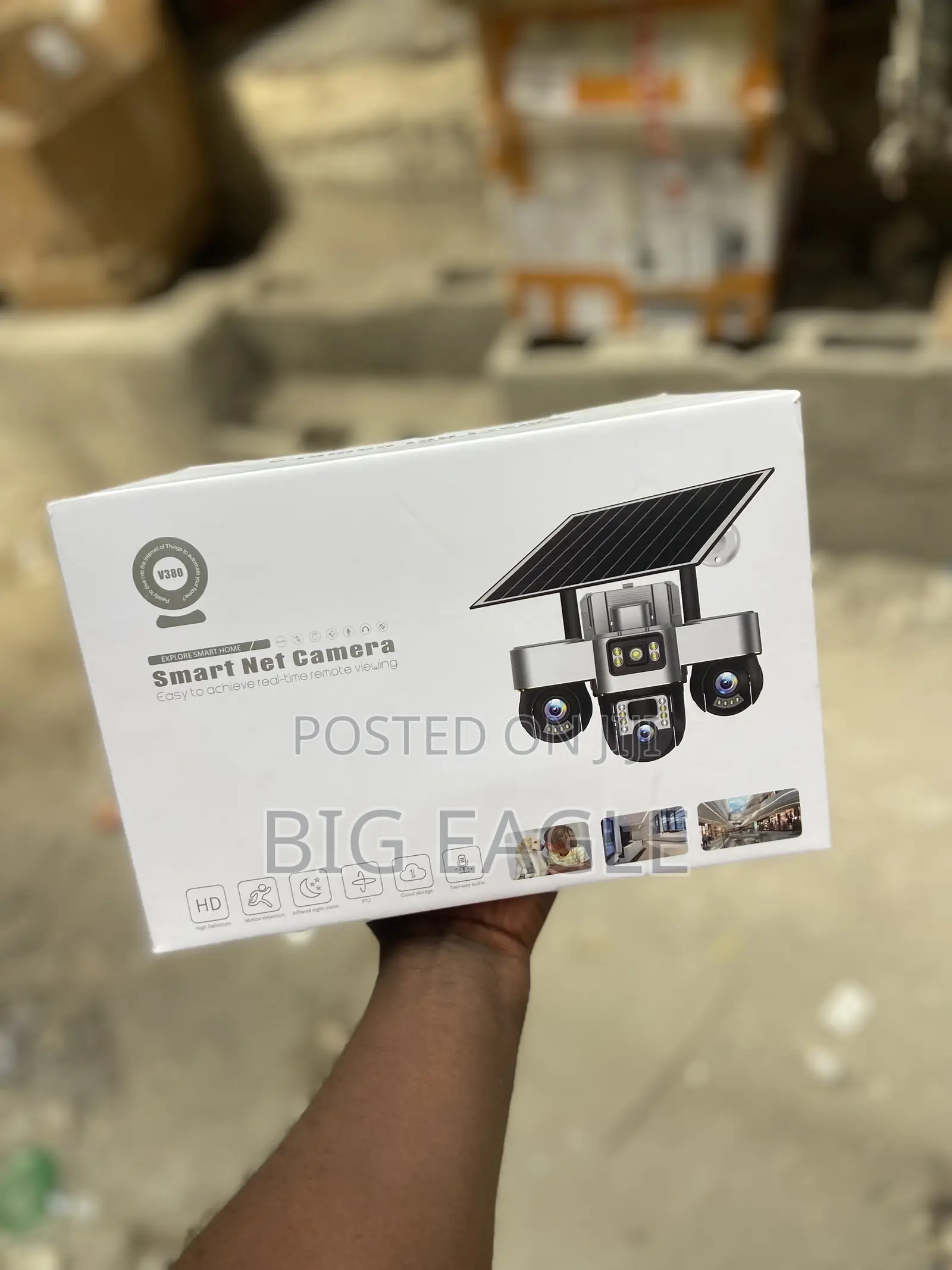 Solar 4g V380 Pro 3-Lens PTZ Solar Security Camera. All Rotating Angle