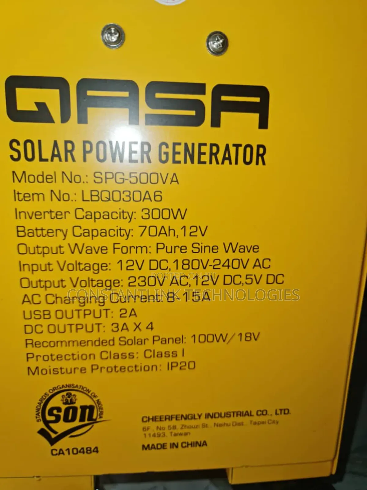 Qasa Solar Power Generator