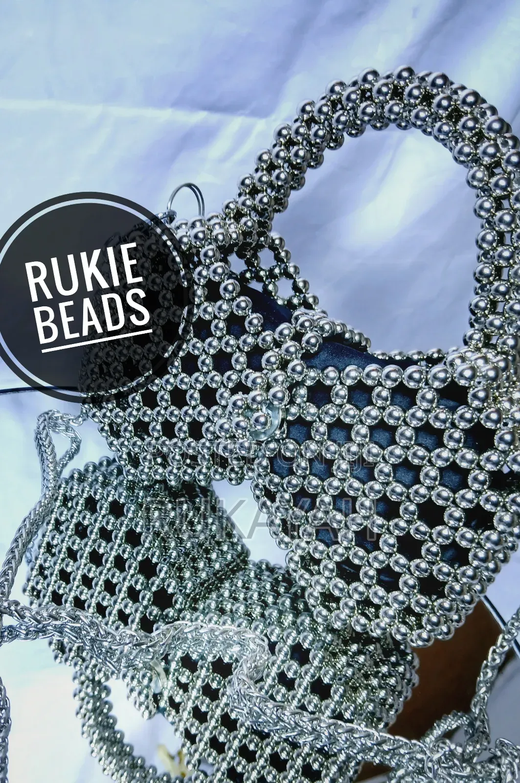 Sliver Pearl Bead Bag