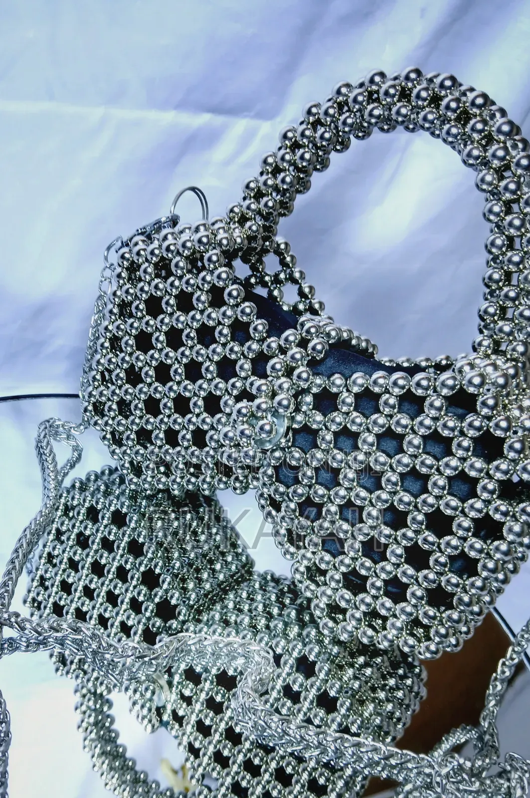 Sliver Pearl Bead Bag