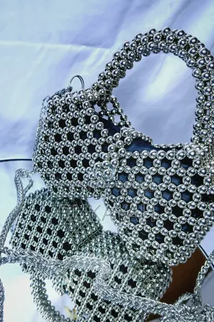 Sliver Pearl Bead Bag