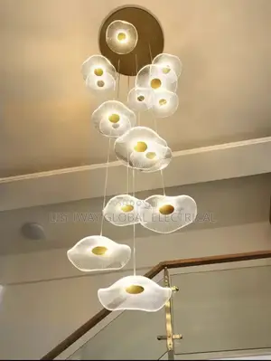 Led Circular Lotus Leaf  Acrylic Suspended Chandelier