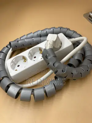 3-way Schuko Power Strip With Grey Spiral Cable Wrap