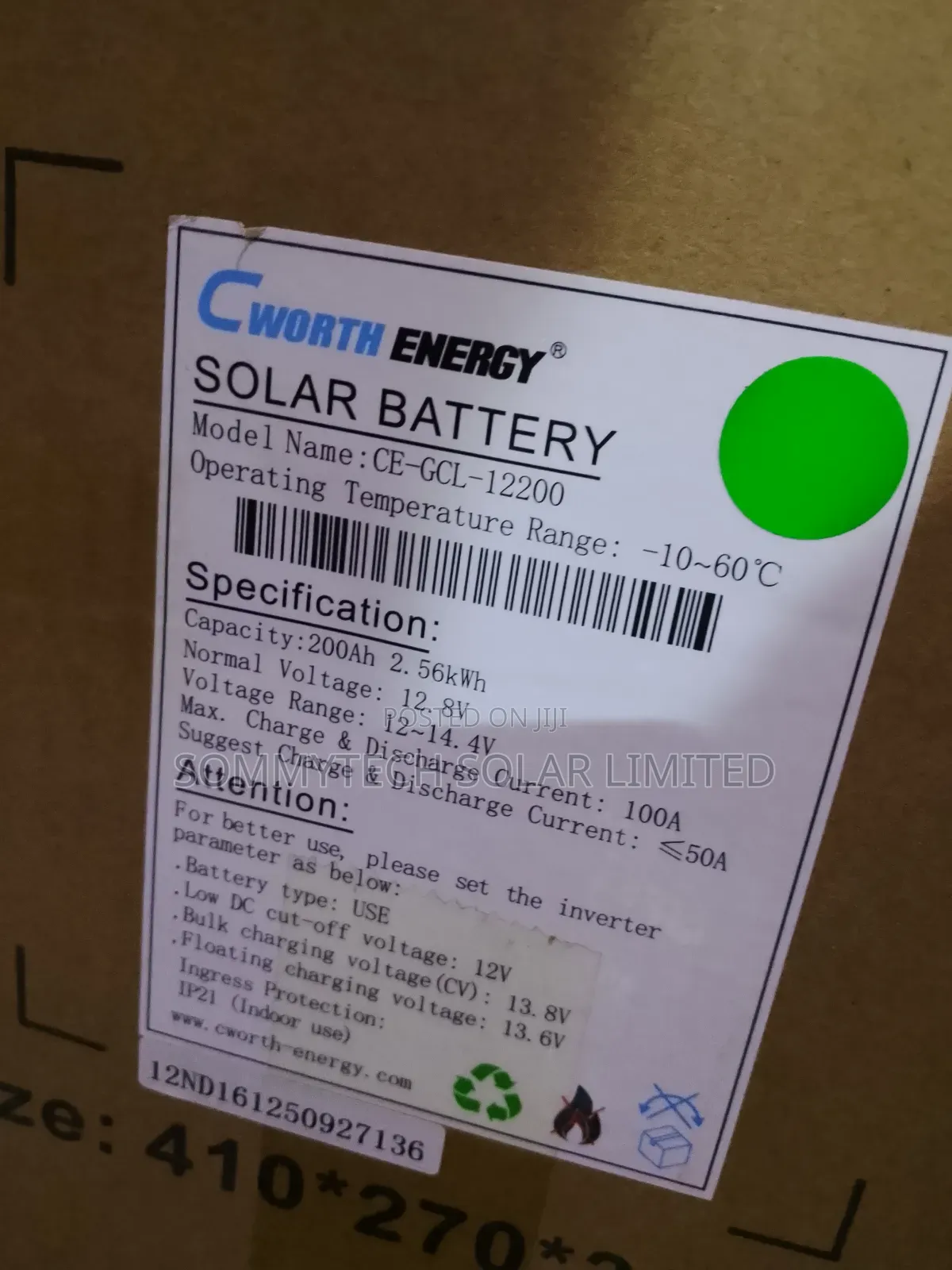 2.5kwh 12v Cworth Luthiun Battery