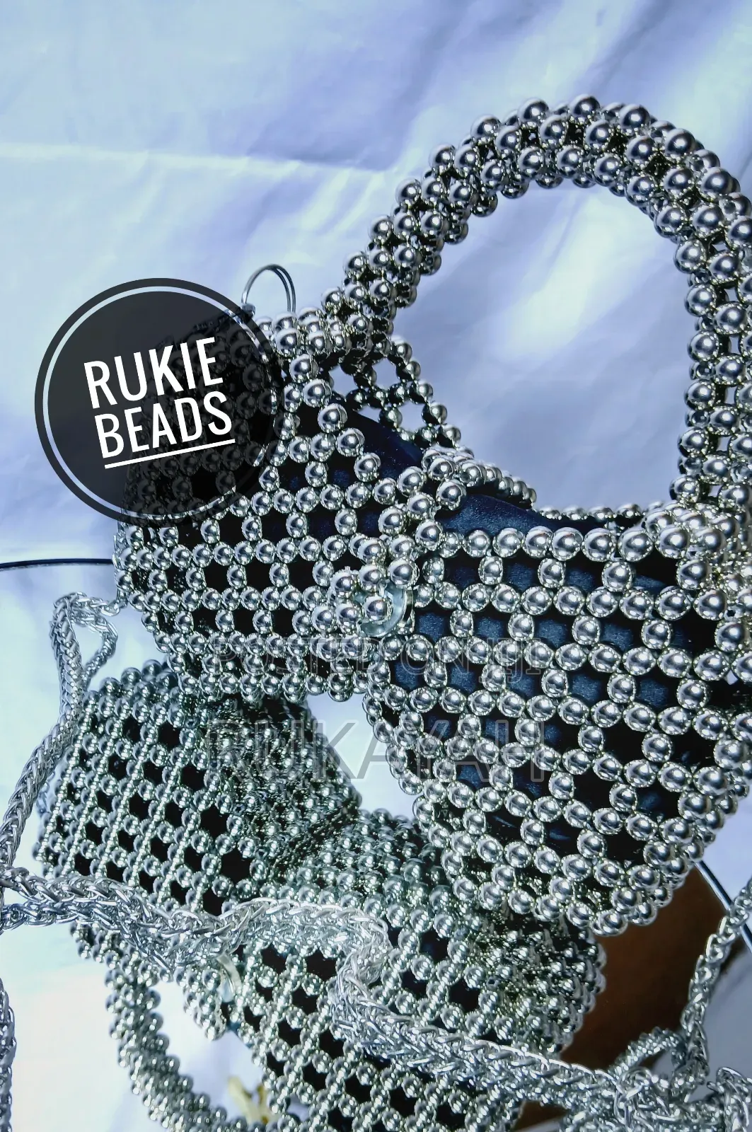 Sliver Pearl Bead Bag