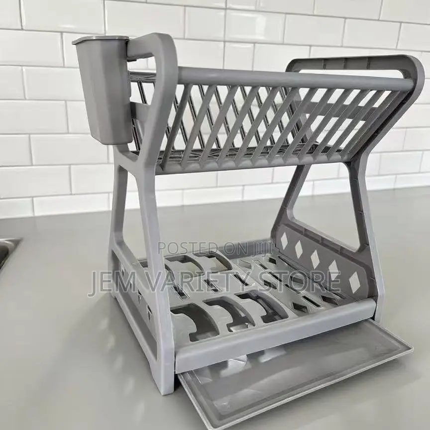 2 Tier Kitchen Dish Bowl Storage and Drainer Rack